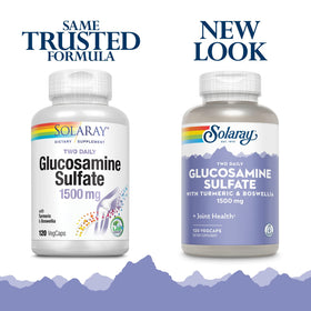 Capsules de Glucosamine Sulfate SOLARAY sur une surface blanche