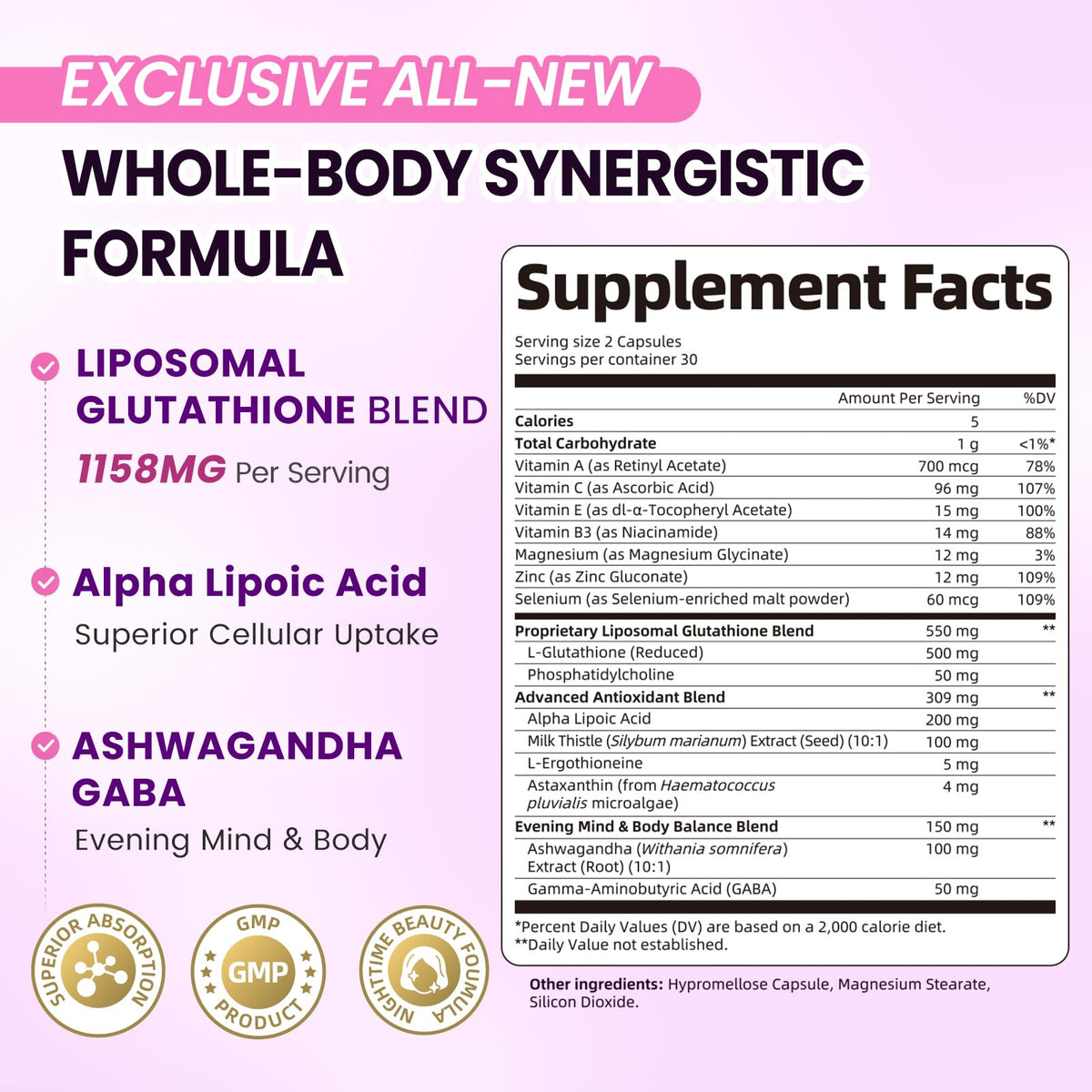Capsules de Glutathione Liposomal Lukaree dans une main