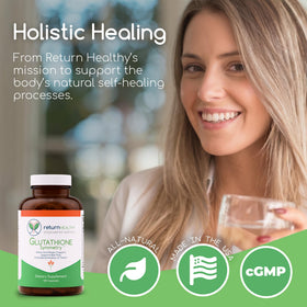 Capsules de Glutathione Symmetry sur une table en bois