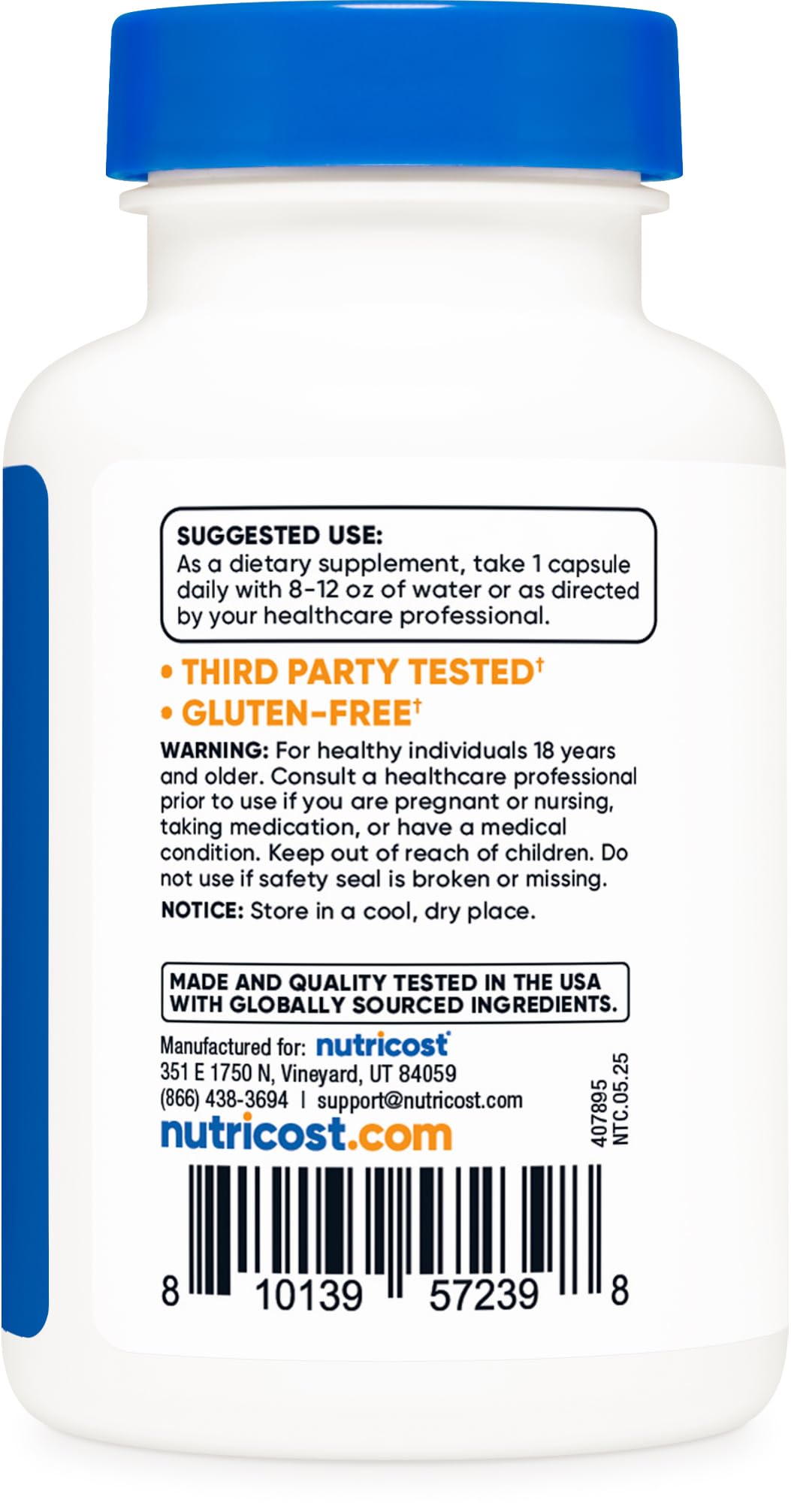 Capsules de glycinate de cuivre Nutricost, format pratique