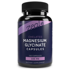 Capsules de Glycinate de Magnésium 240mg de Zeal Naturals, vue de face