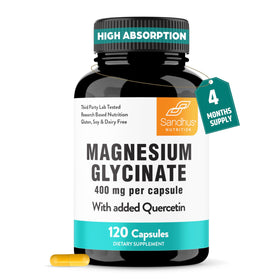 Capsules de Glycinate de Magnésium 400mg avec Quercétine, vue de face