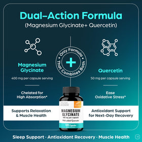 Capsules de Glycinate de Magnésium 400mg avec Quercétine, vue de haut