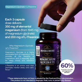 Capsules de Glycinate de Magnésium BUCKLEBURY avec des ingrédients naturels
