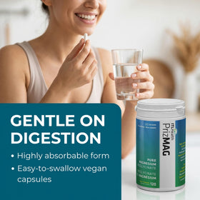 Capsules de glycinate de magnésium dans un verre