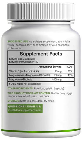 Capsules de glycinate de magnésium dans une main