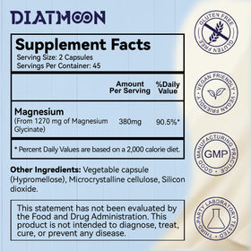 Capsules de glycinate de magnésium DIATMOON sur un fond neutre