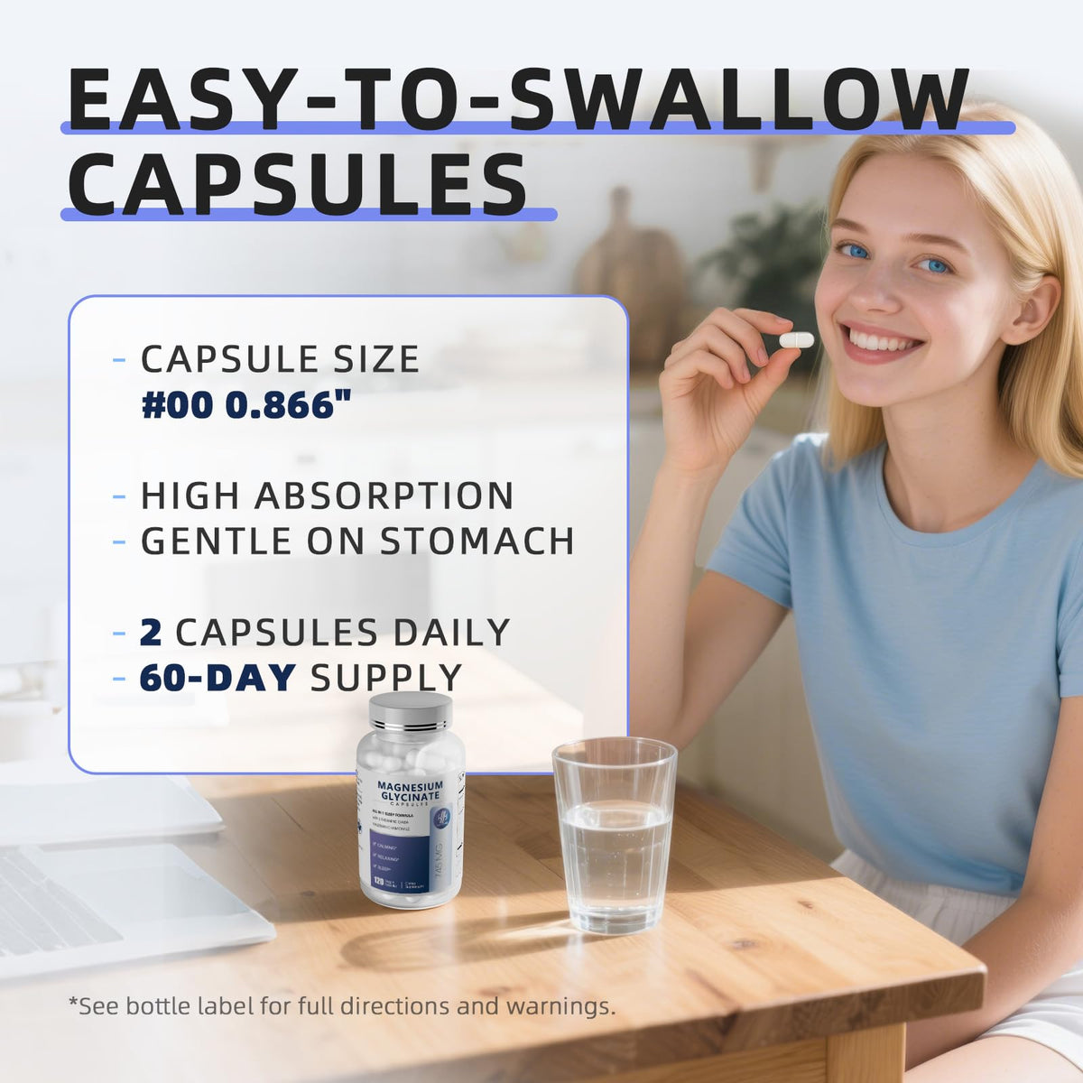 Capsules de glycinate de magnésium iMATCHME dans une main