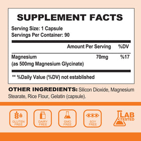 Capsules de Glycinate de Magnésium Nature4U sur fond blanc