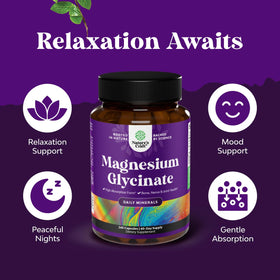 Capsules de glycinate de magnésium Natures Craft sur fond blanc