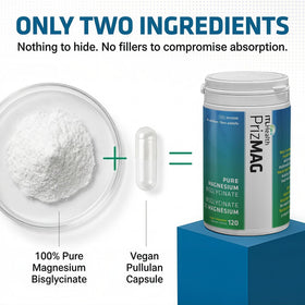 Capsules de glycinate de magnésium sur une surface en bois
