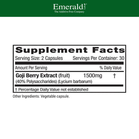 Capsules de Goji Berry d'EMERALD LABS en gros plan
