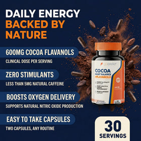Capsules de goorello Flavanols de Cacao sur une surface blanche