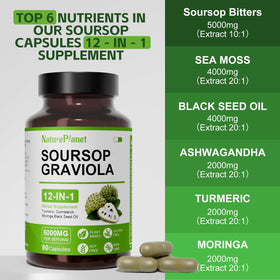 Capsules de Graviola NaturePlanet dans une main