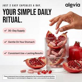 Capsules de grenade bio Alevia 700mg sur un fond neutre