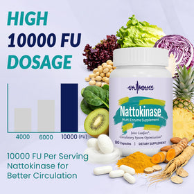 Capsules de Gyumolics Nattokinase sur une surface blanche
