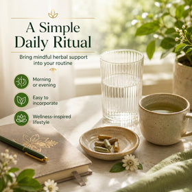Capsules de Haritaki bio Dvloge avec verre d'eau