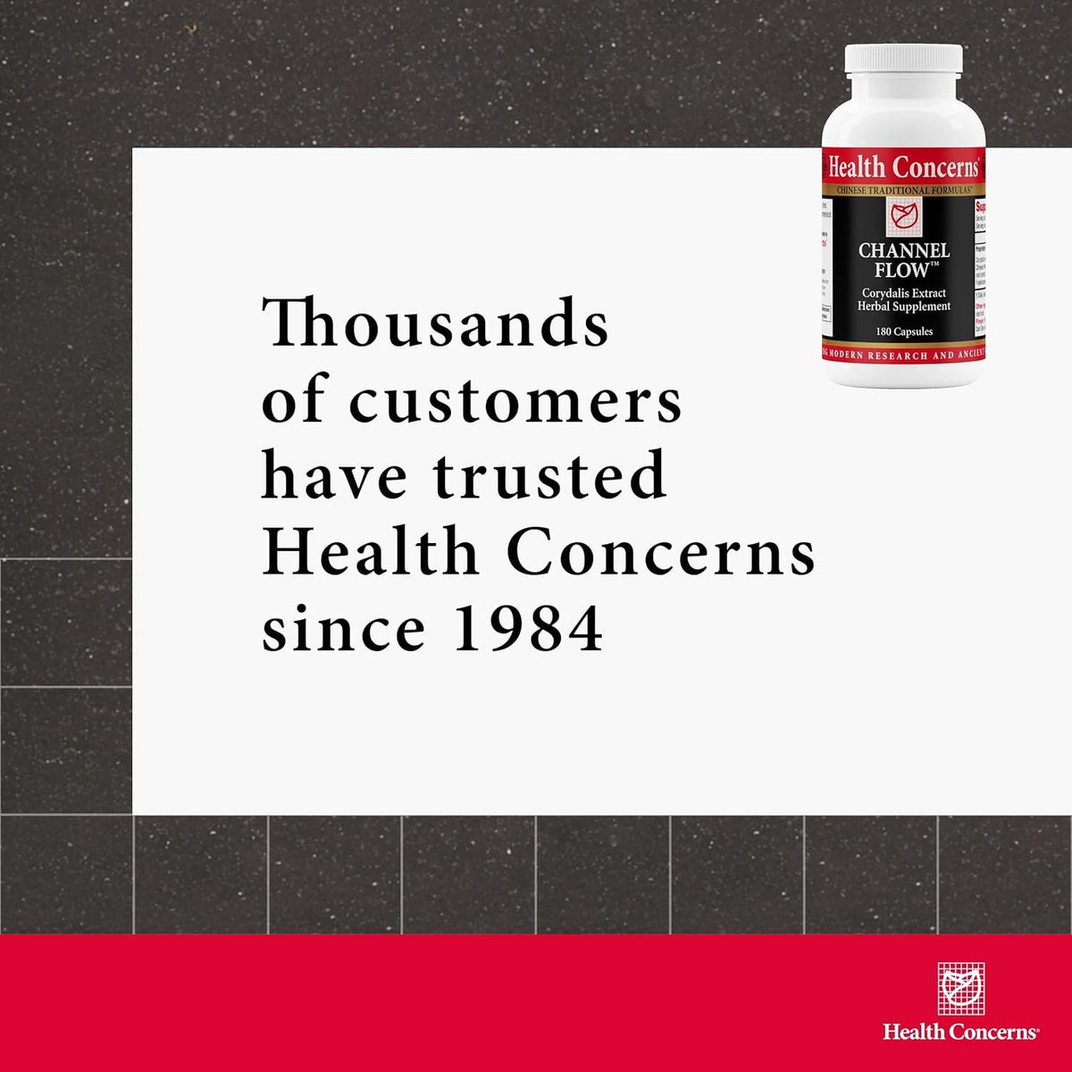 Capsules de Health Concerns Channel Flow sur une surface blanche