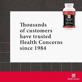Capsules de Health Concerns Channel Flow sur une surface blanche