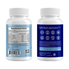 Capsules de Heivy Magnésium Glycinate sur fond blanc