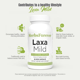 Capsules de Herbsforever Laxa Mild sur une surface blanche