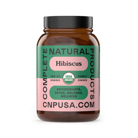 Capsules de hibiscus bio Complete Natural Products 550mg, 100 unités, vue de face