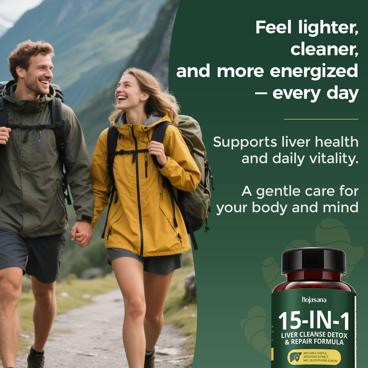 Capsules de HojaSana Chardon-Marie sur un fond en bois