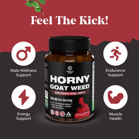 Capsules de Horny Goat Weed de Natures Craft sur fond blanc