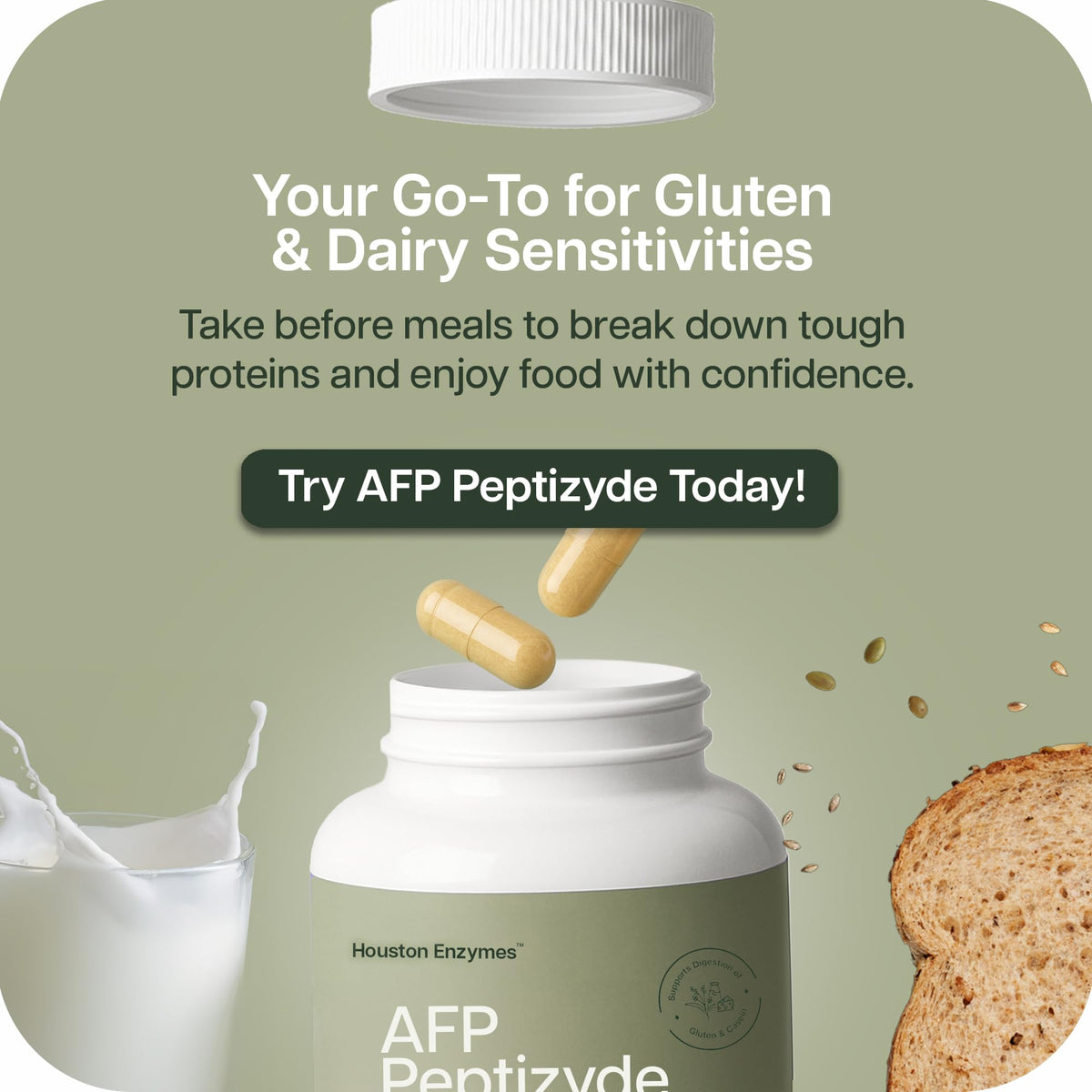 Capsules de Houston Enzymes AFP Peptizyde dans une main