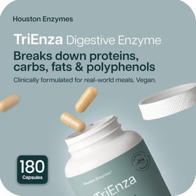 Capsules de Houston Enzymes TriEnza sur une surface blanche
