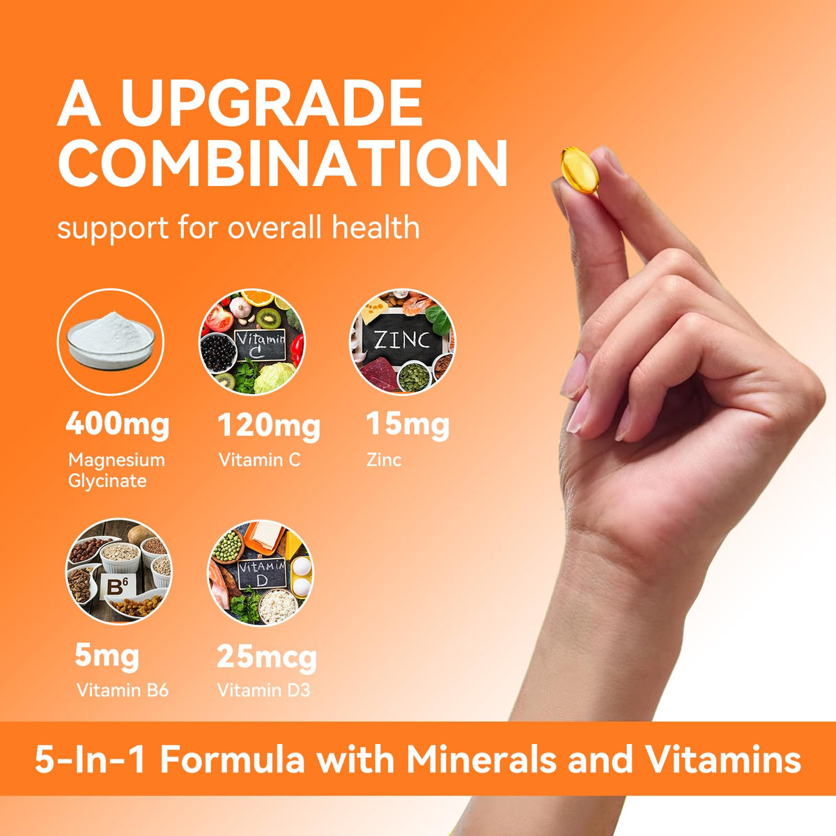 Capsules de Hovika Magnésium Glycinate 400mg sur fond blanc