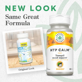Capsules de HTP Calm Natural Balance sur un fond blanc