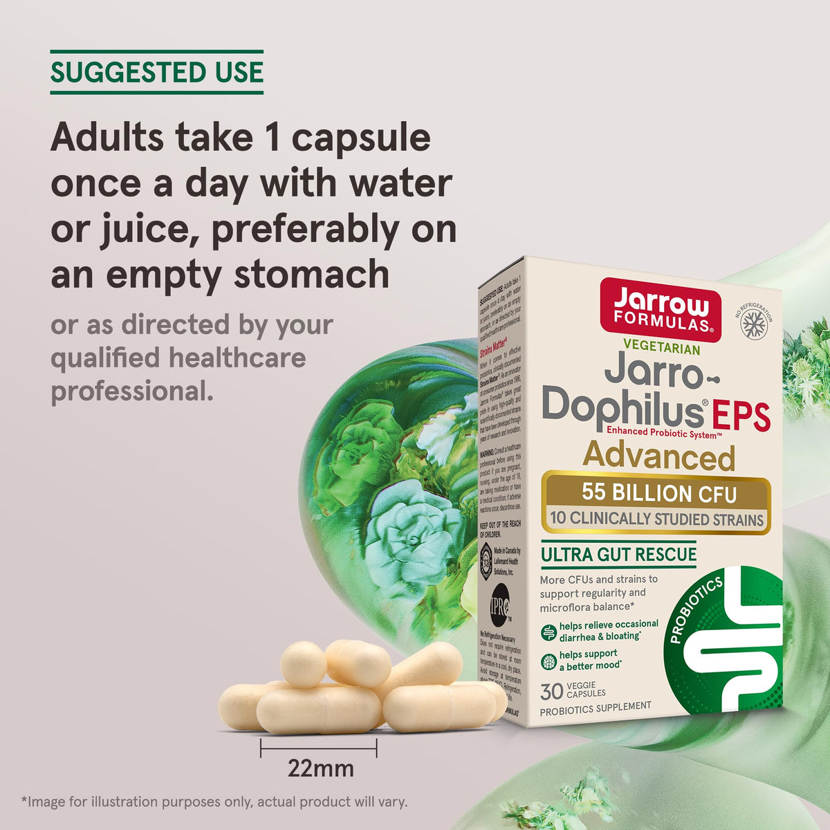 Capsules de Jarrow Jarro-Dophilus EPS Advanced sur fond blanc