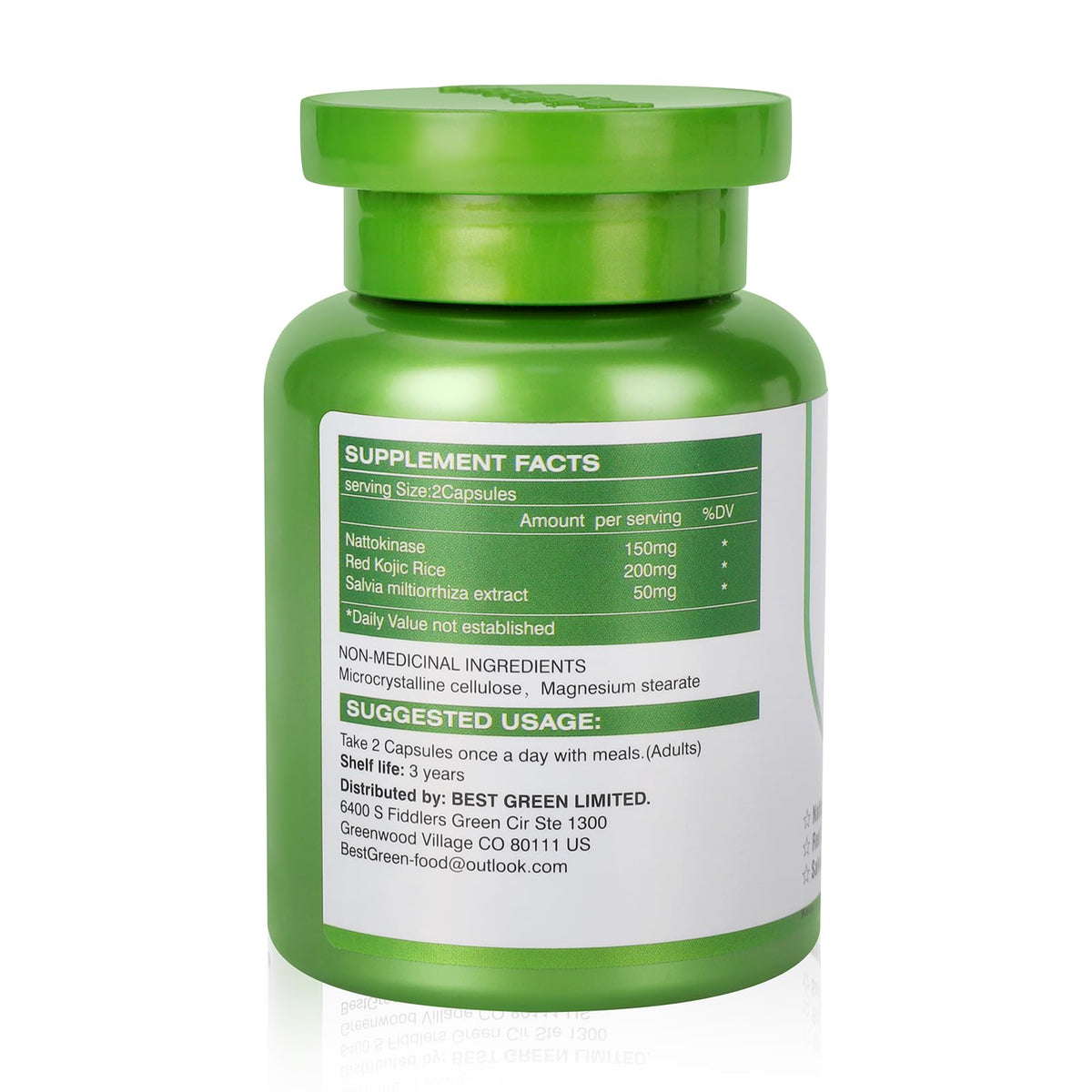 Capsules de JulyDeer Nattokinase sur fond blanc