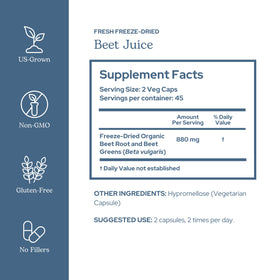 Capsules de jus de betterave bio ECLECTIC INSTITUTE sur fond blanc