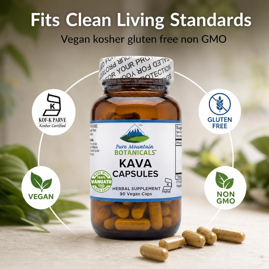 Capsules de Kava Kava en gros plan, 400mg chacune