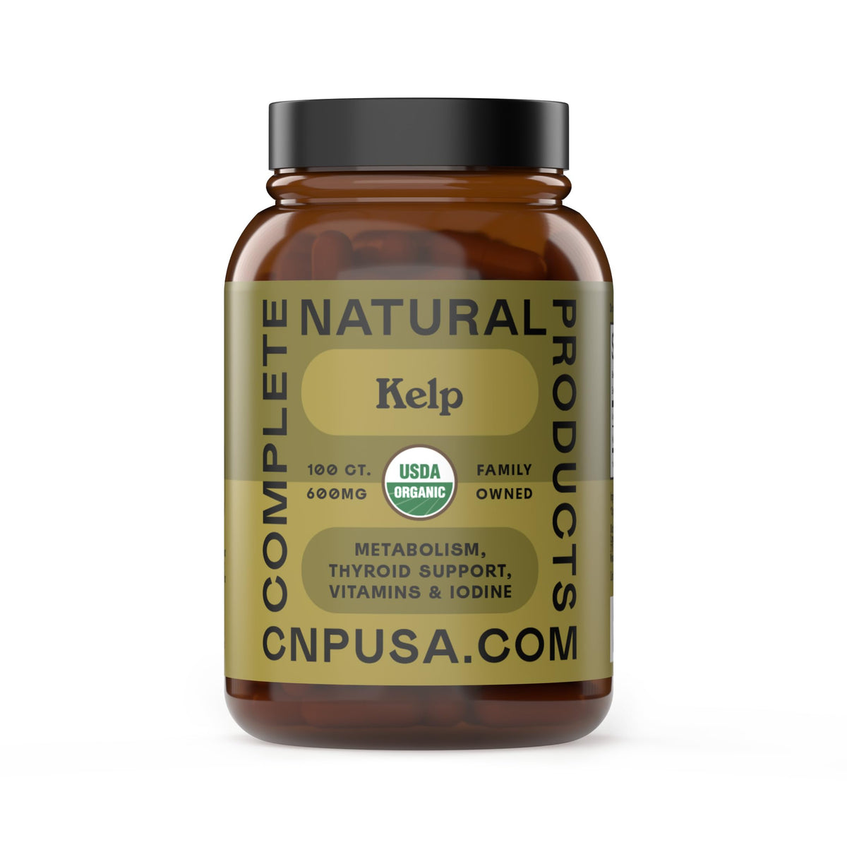 Capsules de Kelp Marin Islandais 600mg de Complete Natural Products vue de face