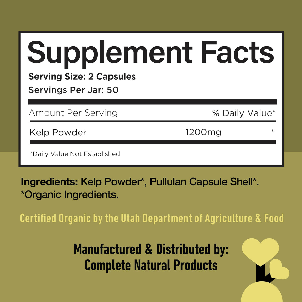 Capsules de Kelp Marin Islandais avec des ingrédients naturels en arrière-plan