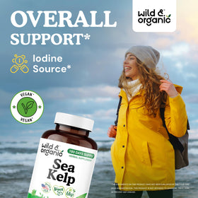 Capsules de kelp marin Wild & Organic sur fond blanc