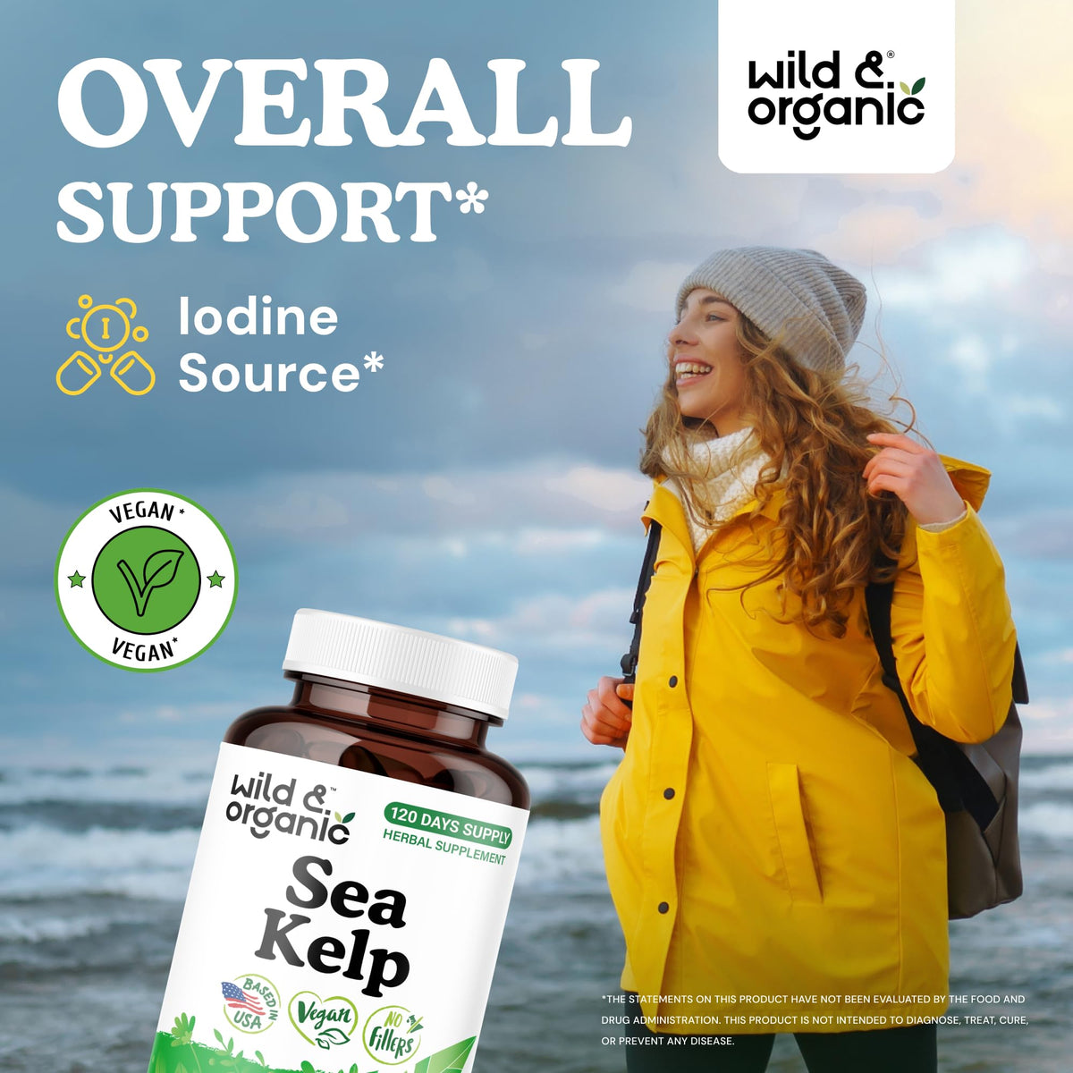 Capsules de kelp marin Wild & Organic, vue rapprochée