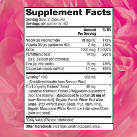 Capsules de Keratin Hair support de Reserveage Nutrition sur fond blanc