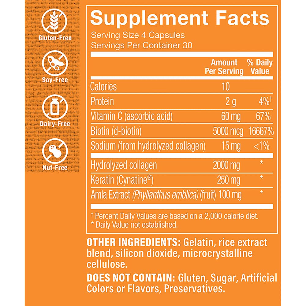 Capsules de Keratin pour Cheveux avec Biotine Collagène