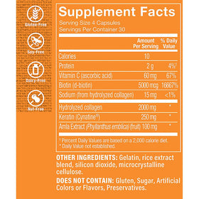 Capsules de Keratin pour Cheveux avec Biotine Collagène