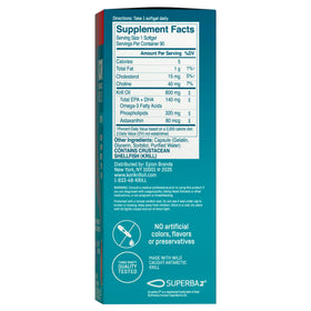 Capsules de Kori Krill Huile Omega-3 sur fond blanc
