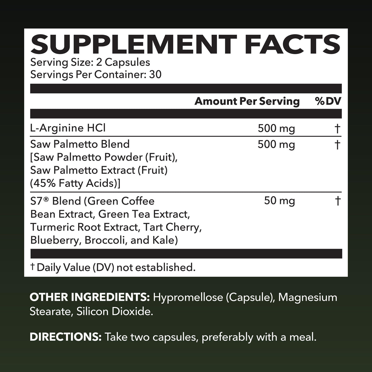 Capsules de L-Arginine avec Saw Palmetto HAVASU NUTRITION sur fond blanc