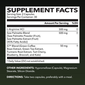 Capsules de L-Arginine avec Saw Palmetto HAVASU NUTRITION sur fond blanc