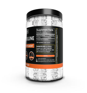 Capsules de L-Citrulline sur une table, éclairage naturel