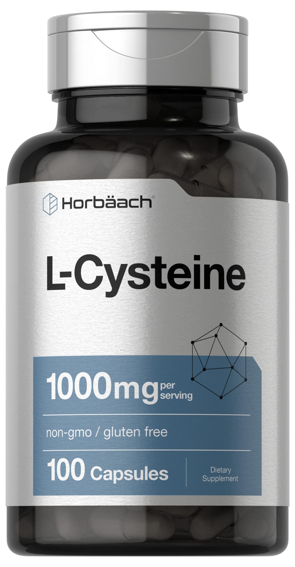 Capsules de L-Cystéine 1000mg Horbäach en vue de face