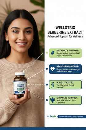 Capsules de l'Extrait de Berbérine Wellotrix sur une cuillère