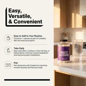Capsules de L-Glutamine NAKED dans une main